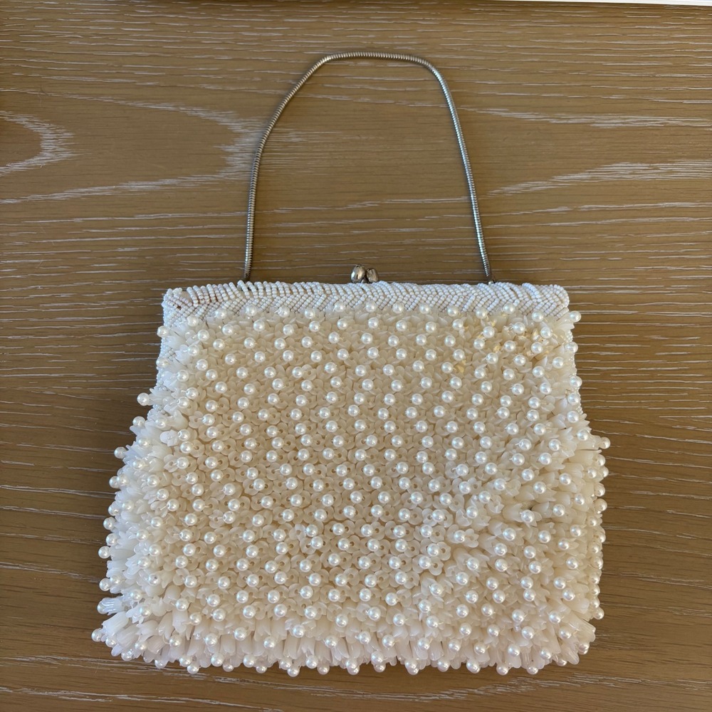 Vintage Walborg Richere Beaded Pearl Clutch Wedding Purse Hand‎ Made